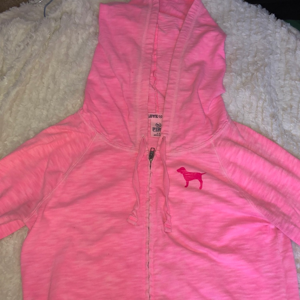 Pink full zip hoodie. Size small